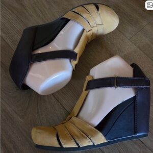 OTBT  Ripley T-Strap Wedge Pump In‎ Mustard And Brown